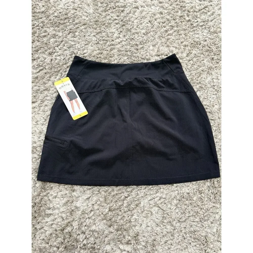 NWT Orvis Womens Black Lightweight Moisture Wicking Athletic Skort Golf Tennis S